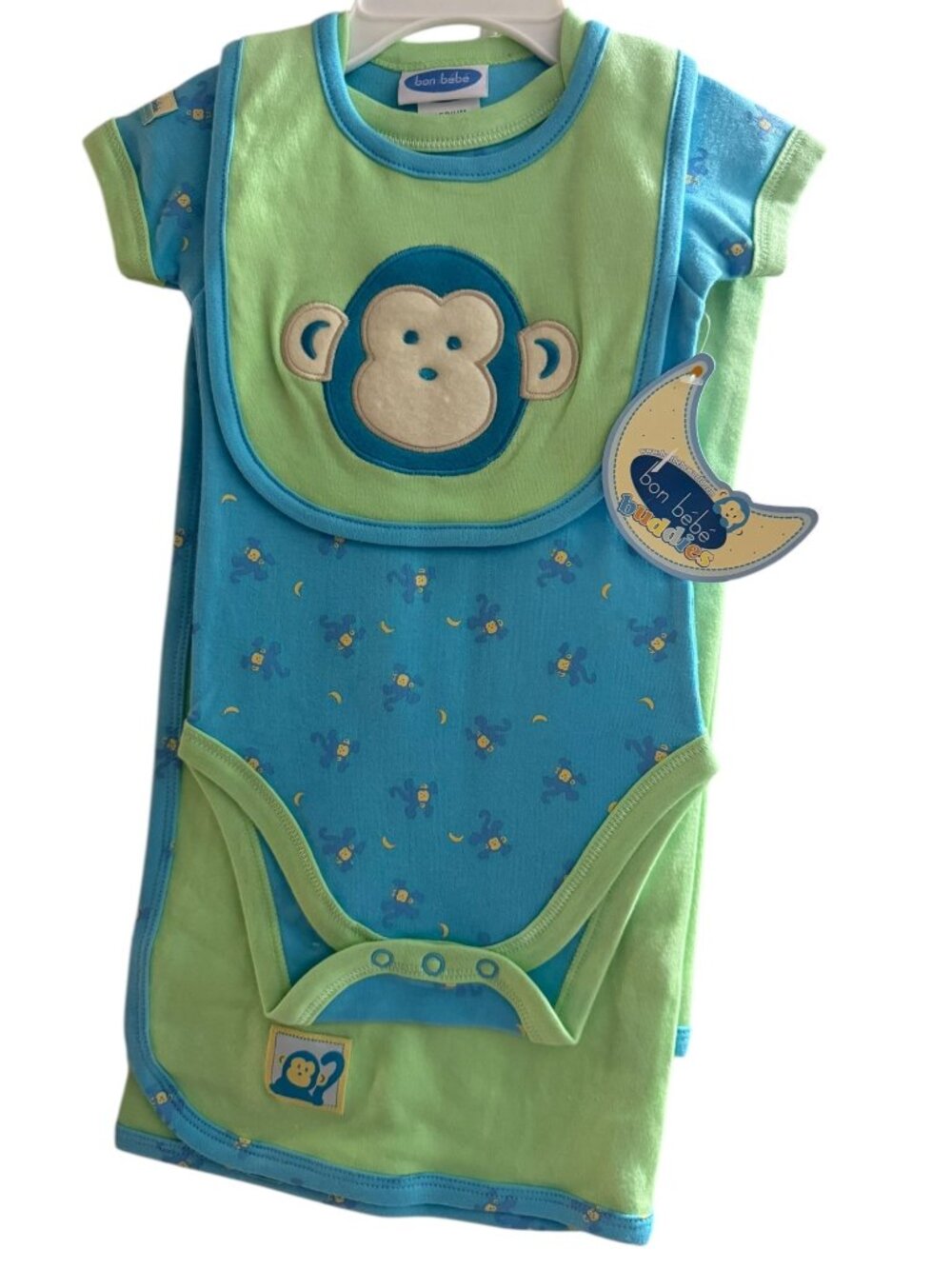 Bon Bébé 3-Piece Baby Outfit Set With Bib Bodysuit & Blanket 3-6 Months